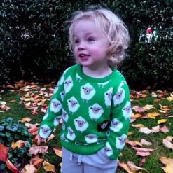 Trad Craft Kids' Sheep Knit Jumper Green